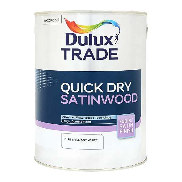 Quick Dry Satinwood Pure Brilliant White 5L 1 Quick Dry Satinwood Pure Brilliant White 5L
