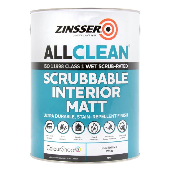 AllClean Scrubbable Interior Matt White 5L 1 AllClean Scrubbable Interior Matt White 5L