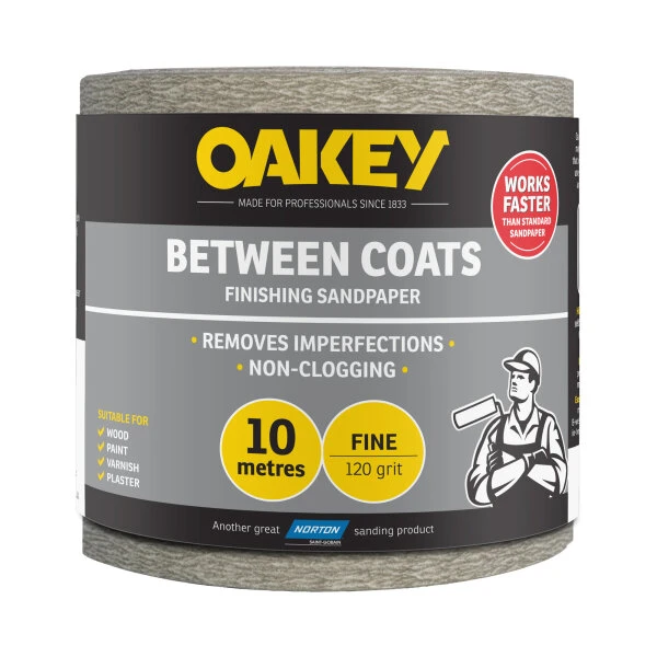 Between Coats Finishing Sandpaper 115mm X 10m P120 1 Between Coats Finishing Sandpaper 115mm X 10m P120