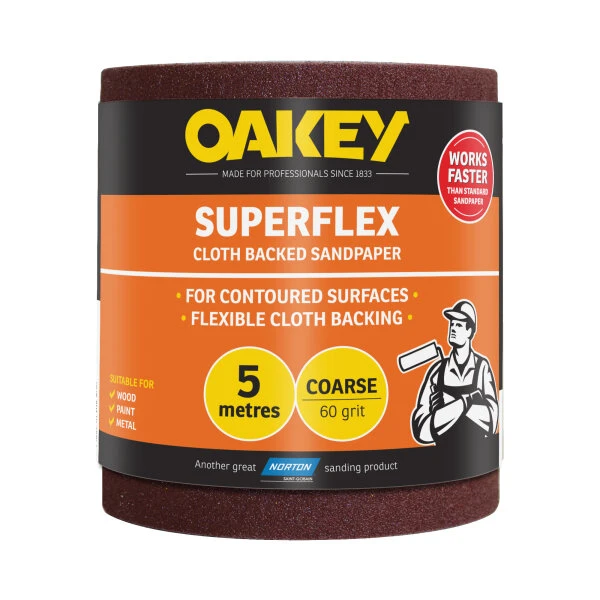 Superflex Cloth Backed Abrasive 115mm X 5m P60 1 Superflex Cloth Backed Abrasive 115mm X 5m P60